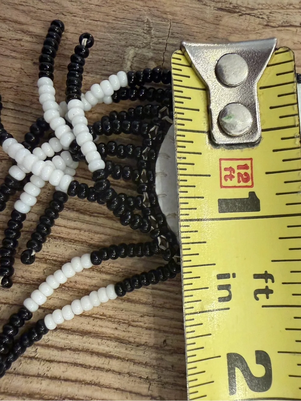 Vintage Seed Bead Black and White Peace Sign